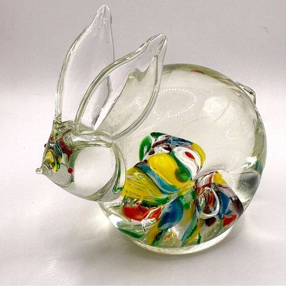 Lenwile Glass Ardalt Millefiori Rabbit Bunny Paperweight Art Glass Vintage Japan - Picture 1 of 4